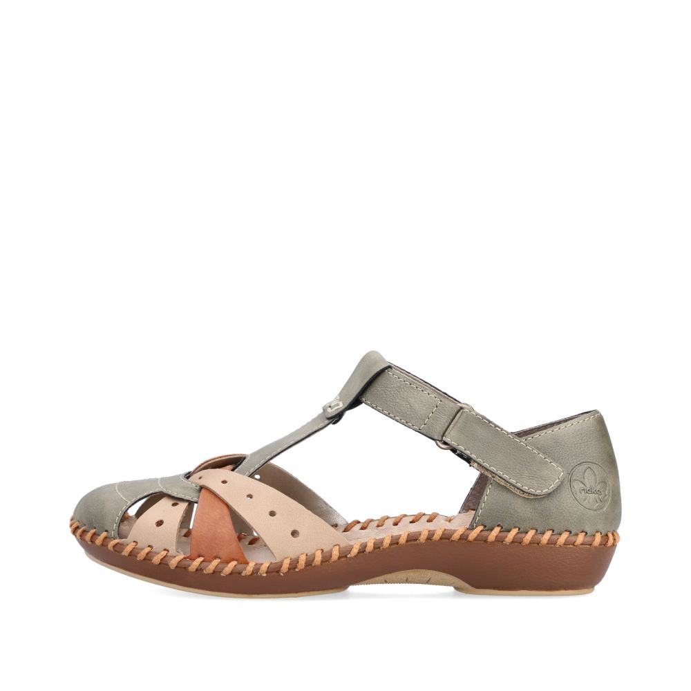 Rieker Schuhe | Damen Riemchensandalen mintgrun-beige