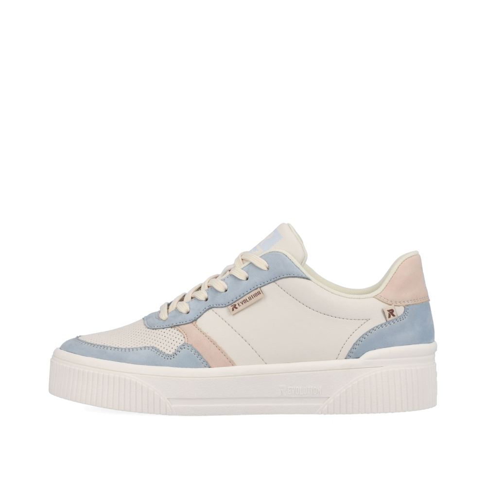 Rieker Schuhe | EVOLUTION Damen Sneaker Low vanilla-white light-blue