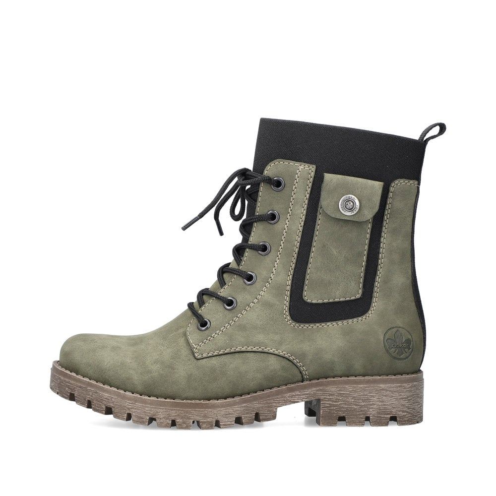 Rieker Schuhe | Damen Biker Boots laubgrun