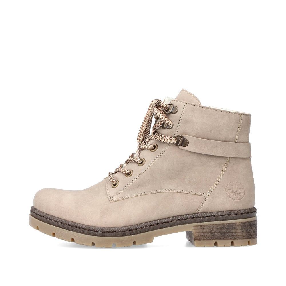 Rieker Schuhe | Damen Schnurstiefel hellbeige