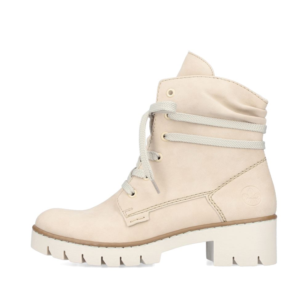 Rieker Schuhe | Damen Schnurstiefel hellbeige