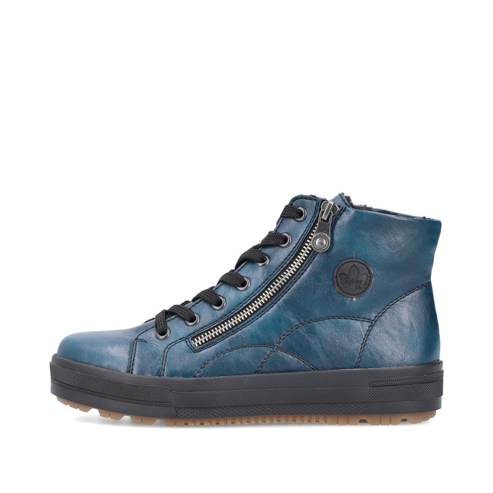 Rieker Schuhe | Damen Schnurstiefel petrol-schwarz