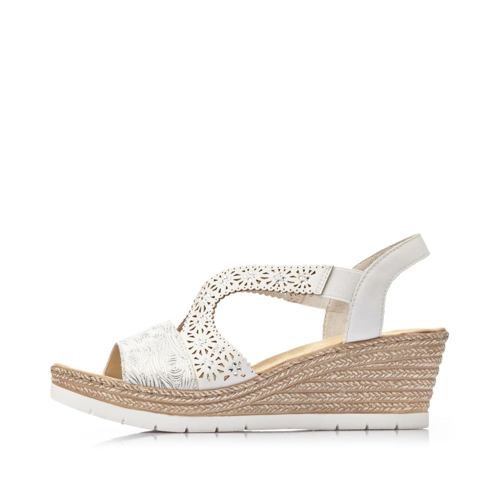 Rieker Schuhe | Damen Keilsandaletten altweiss