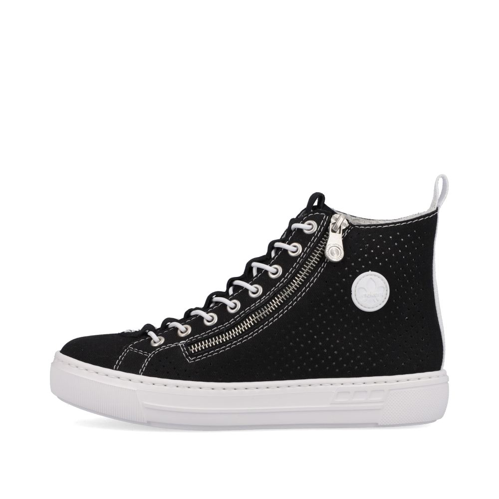 Rieker Schuhe | Damen Sneaker High nachtschwarz-kristallweiss