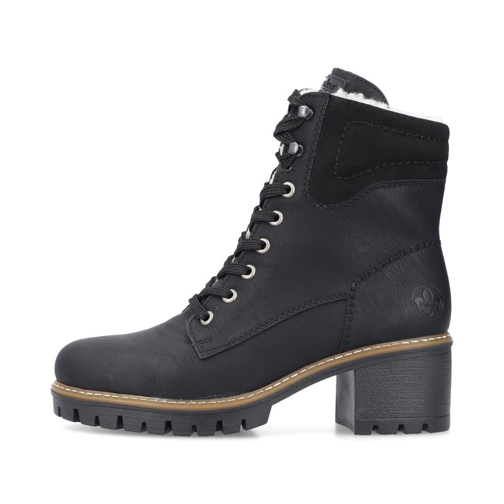 Rieker Schuhe | Damen Schnurstiefel tiefschwarz