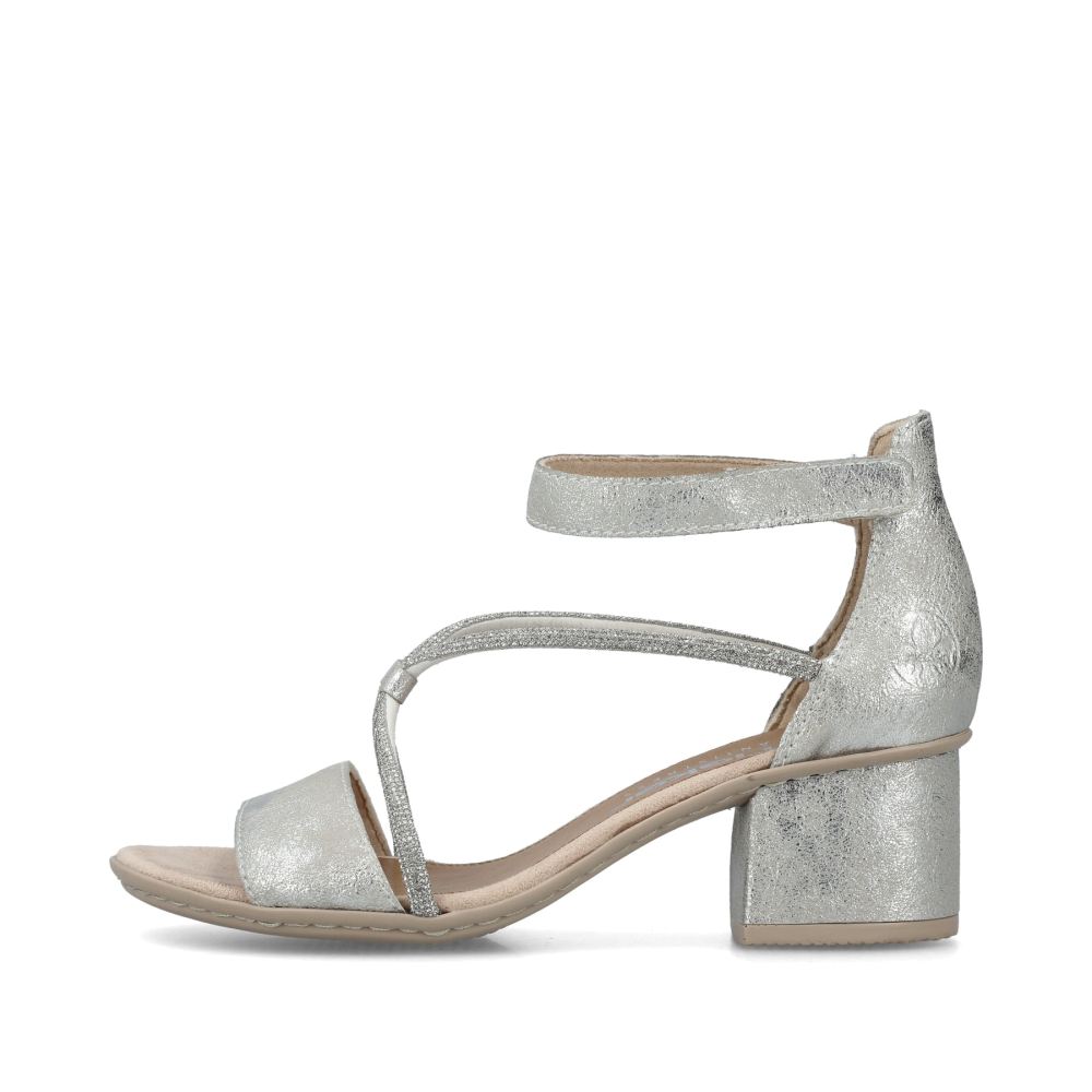 Rieker Schuhe | Damen Riemchensandaletten silber-metallic