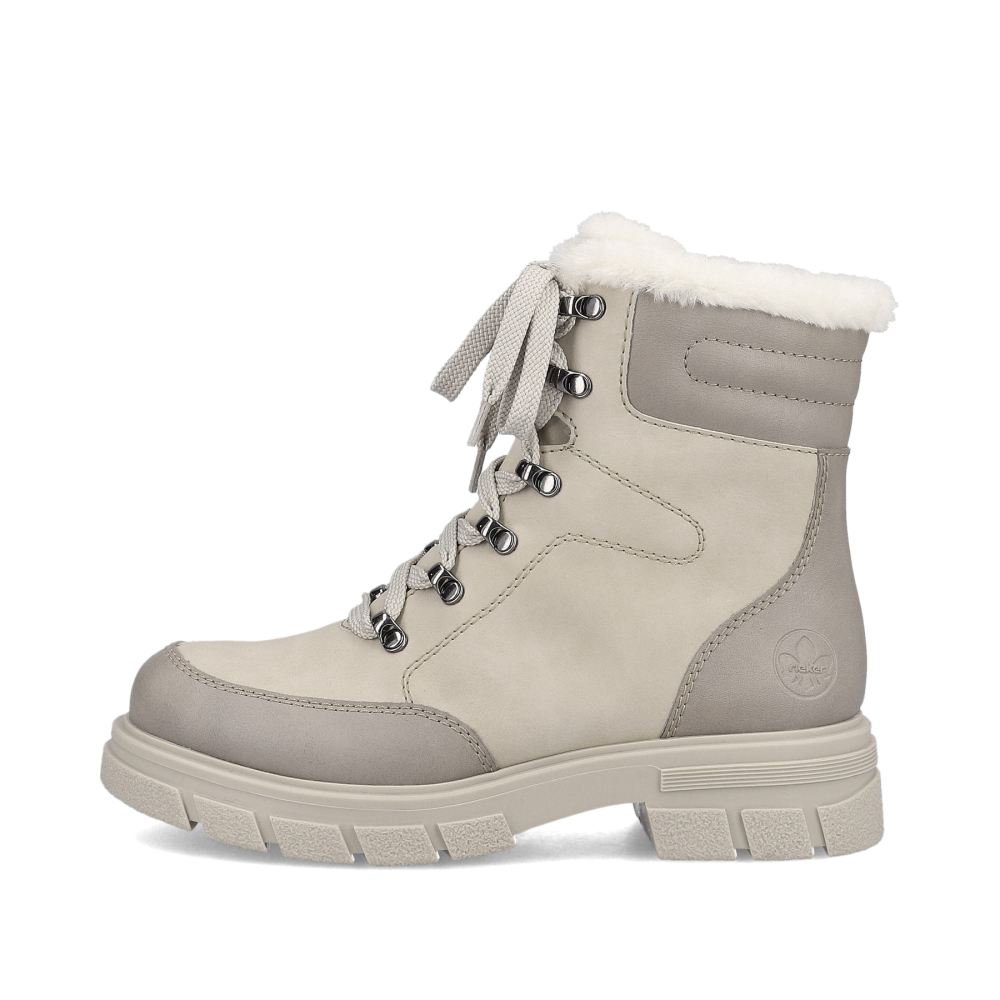 Rieker Schuhe | Damen Schnurstiefel hellbeige