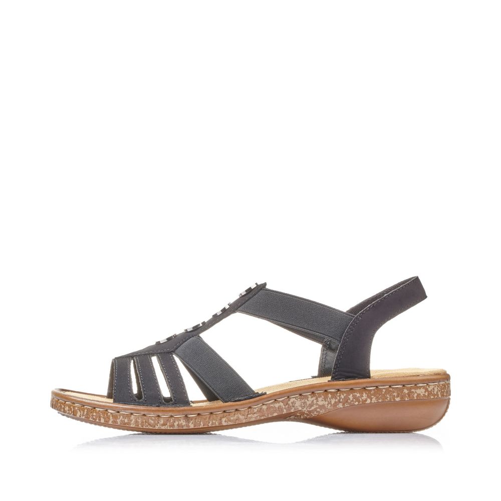 Rieker Schuhe | Damen Riemchensandalen nachtschwarz