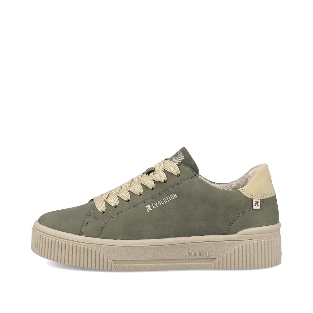 Rieker Schuhe | EVOLUTION Damen Sneaker Low khaki-green creme-beige