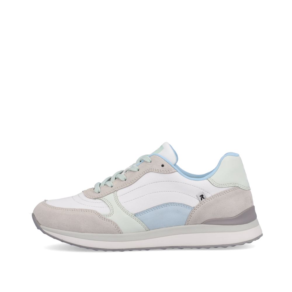 Rieker Schuhe | EVOLUTION Damen Sneaker Low swan-white clay-beige ice-blue