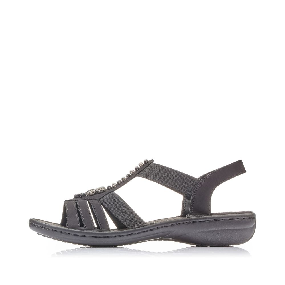 Rieker Schuhe | Damen Riemchensandalen nachtschwarz