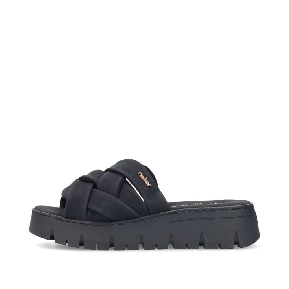 Rieker Schuhe | Damen Pantoletten nachtschwarz