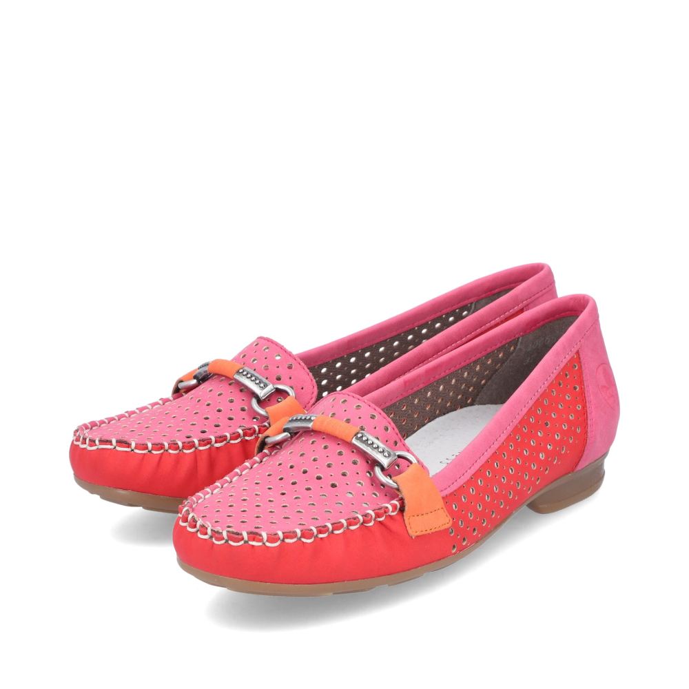 Rieker Schuhe | Damen Loafer himbeerrot