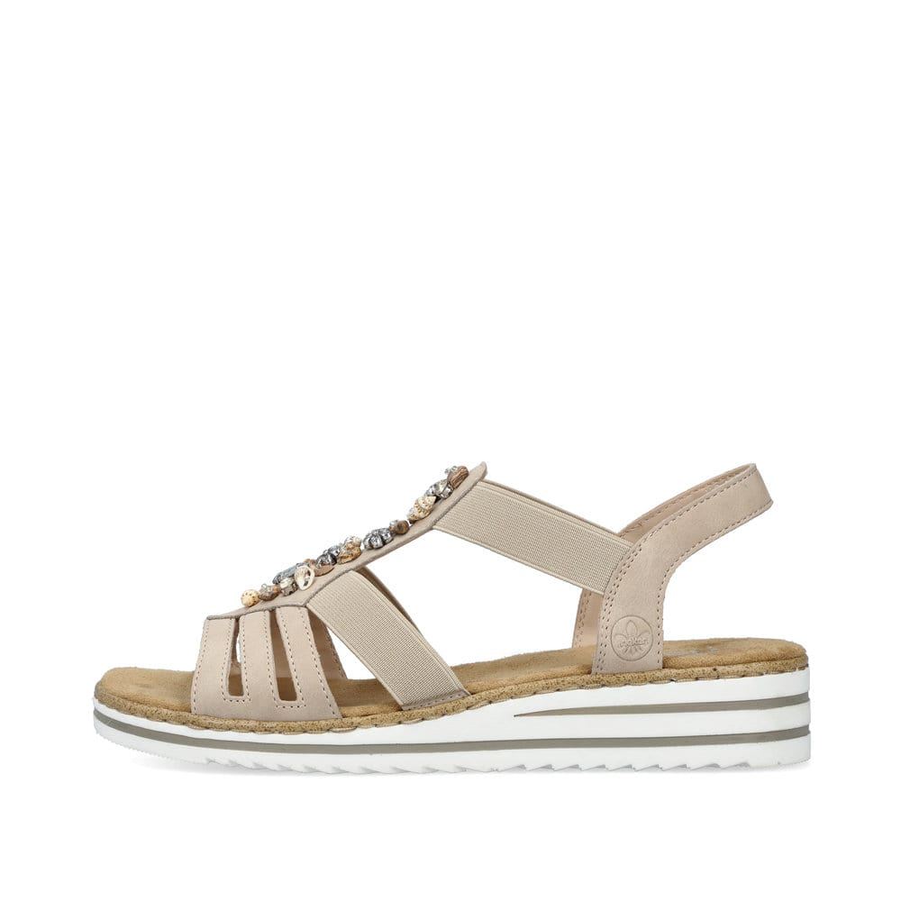 Rieker Schuhe | Damen Keilsandaletten cremebeige