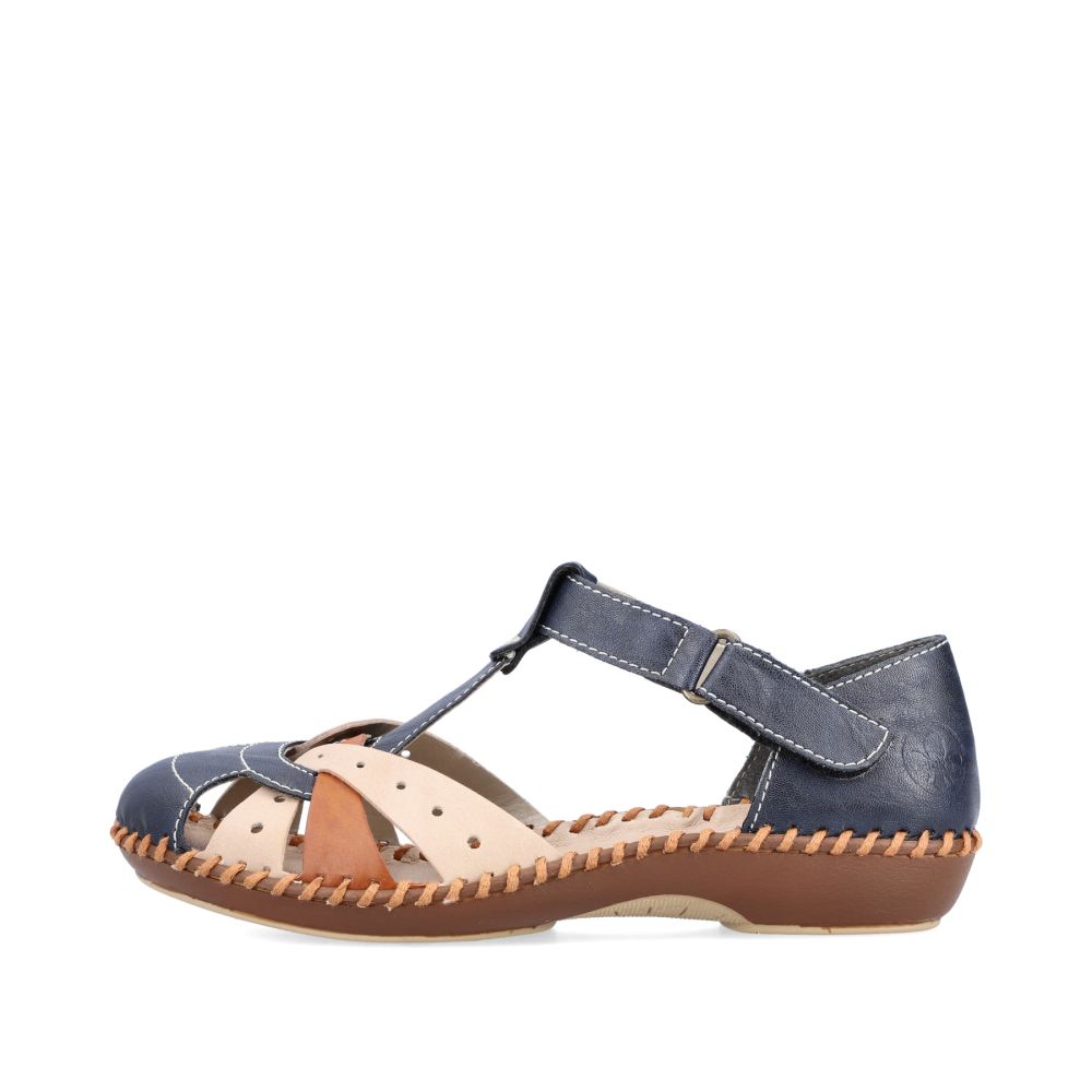Rieker Schuhe | Damen Riemchensandalen marineblau-beige