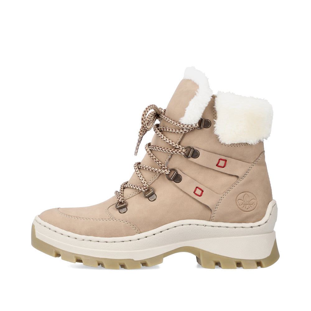 Rieker Schuhe | Damen Schnurstiefel cremebeige