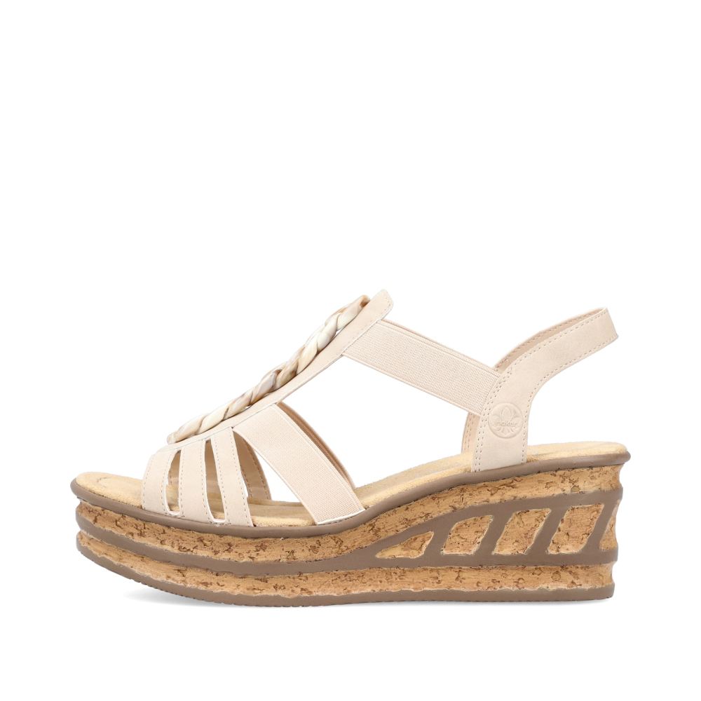 Rieker Schuhe | Damen Keilsandaletten cremebeige