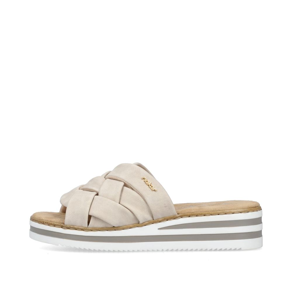 Rieker Schuhe | Damen Pantoletten hellbeige