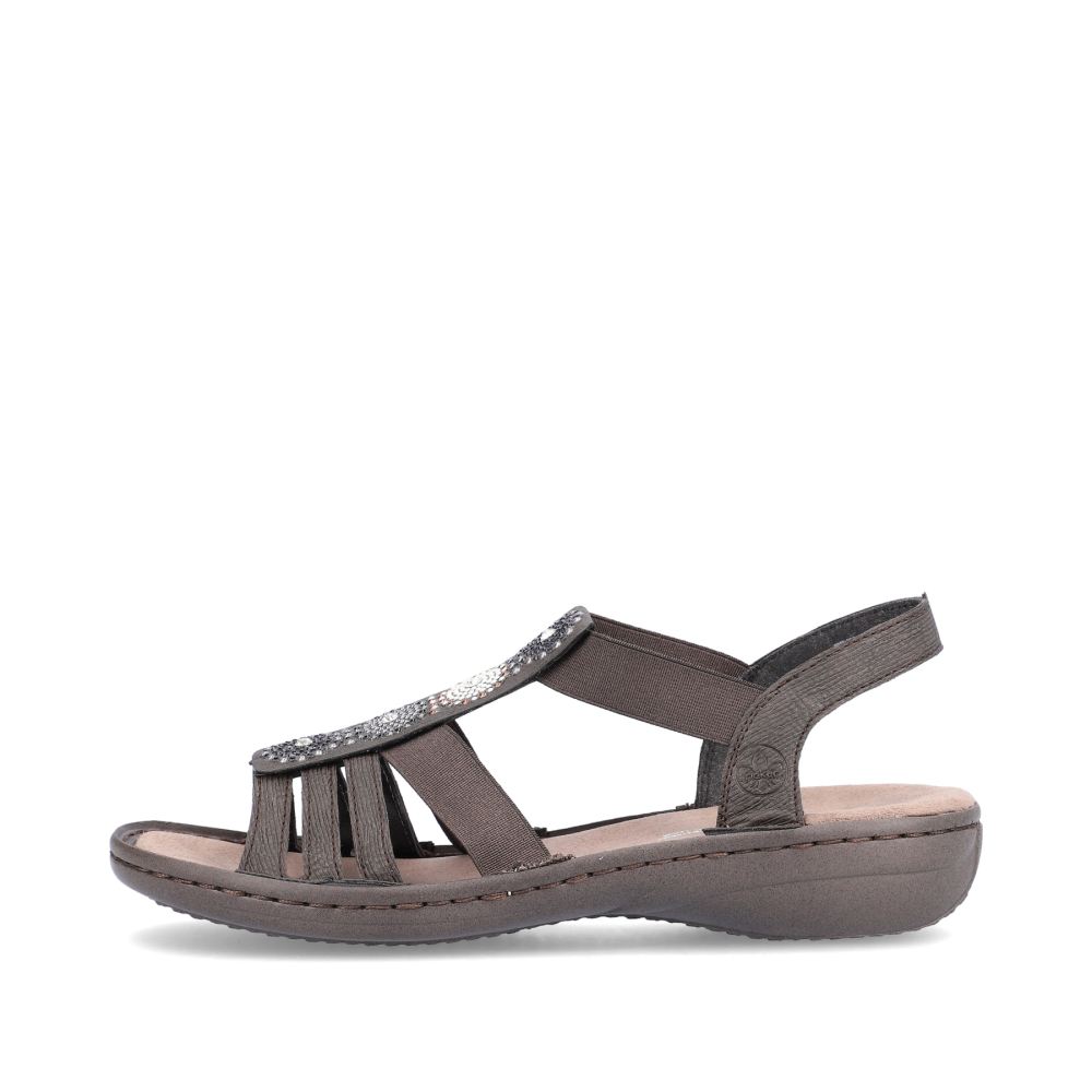 Rieker Schuhe | Damen Riemchensandalen schwarzgrau