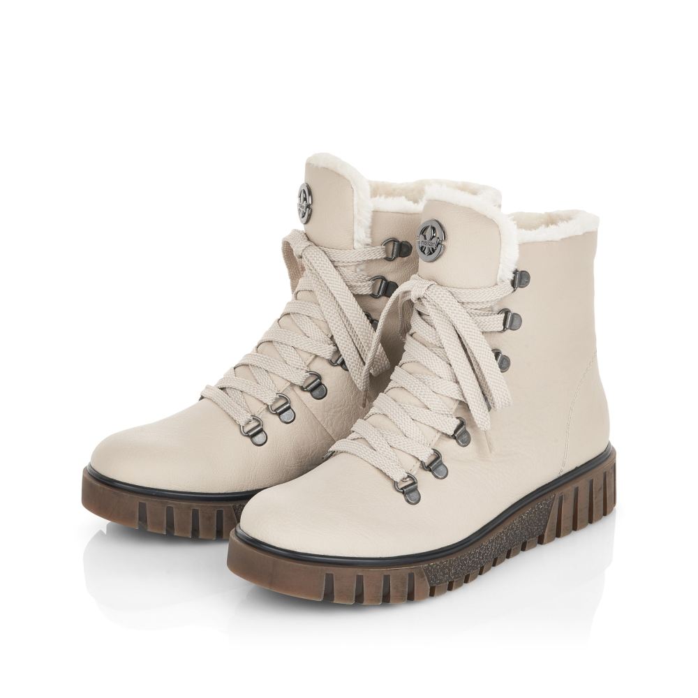 Rieker Schuhe | Damen Schnurstiefel hellbeige