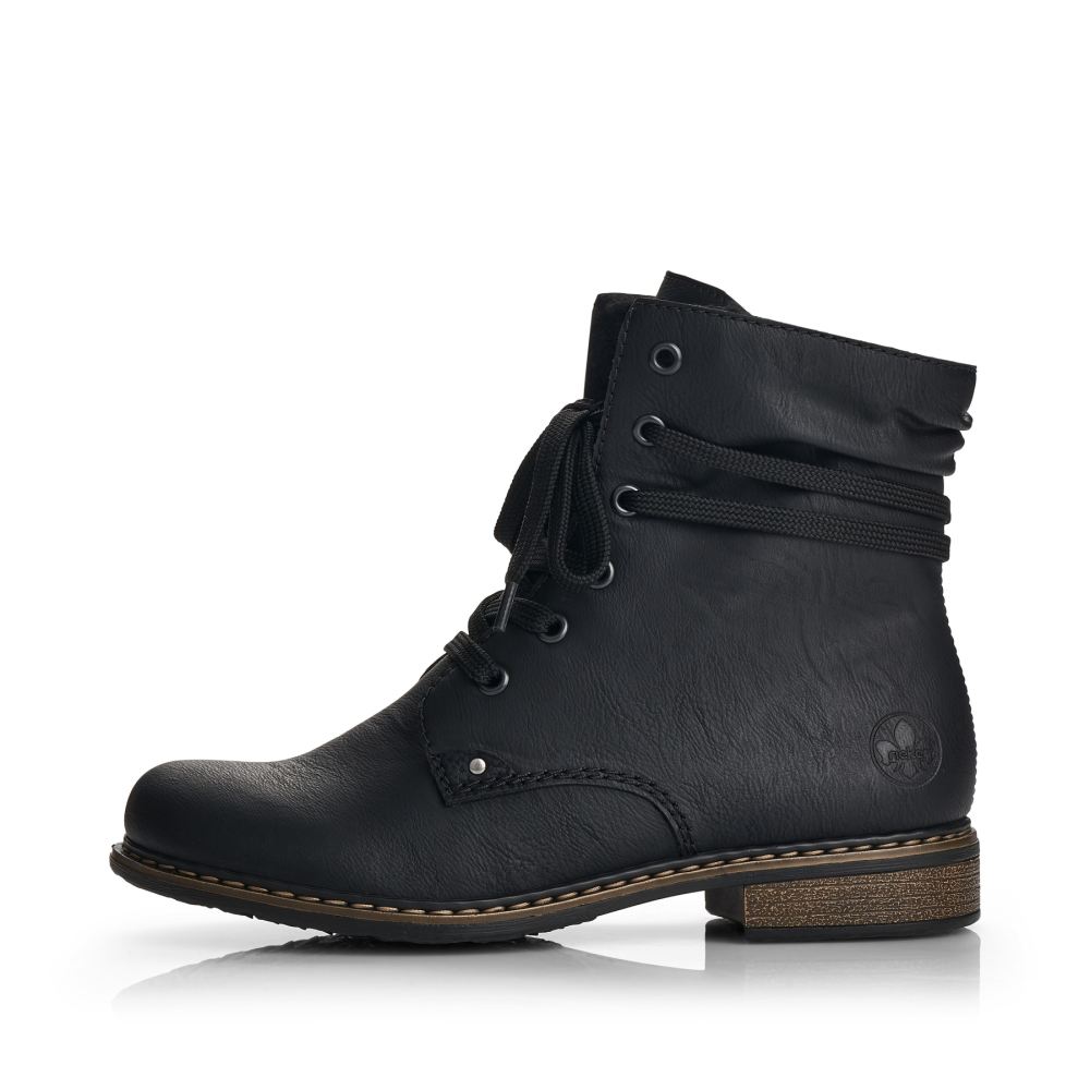 Rieker Schuhe | Damen Schnurstiefel asphaltschwarz