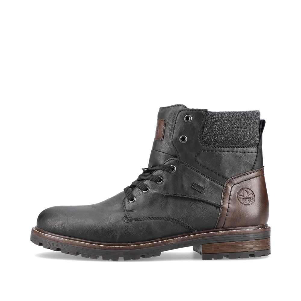 Rieker Schuhe | Herren Schnurstiefel tiefschwarz