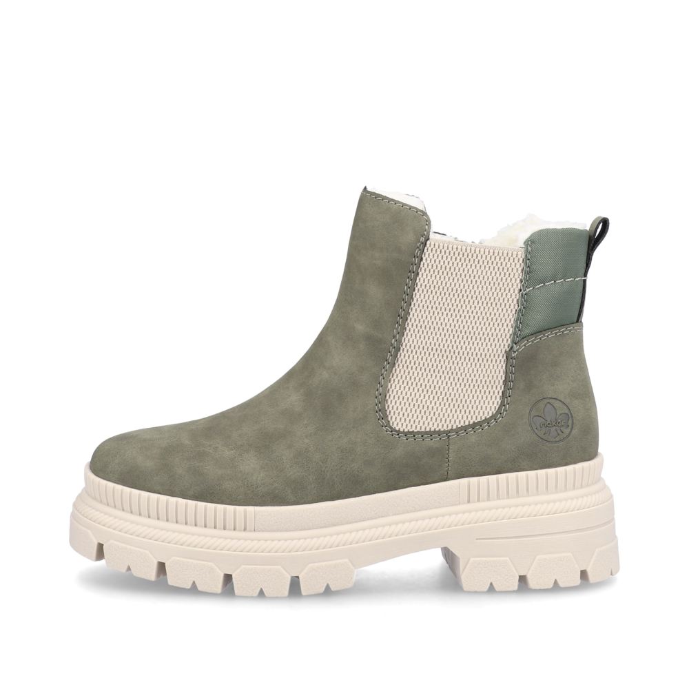 Rieker Schuhe | Damen Chelsea Boots olivgrun