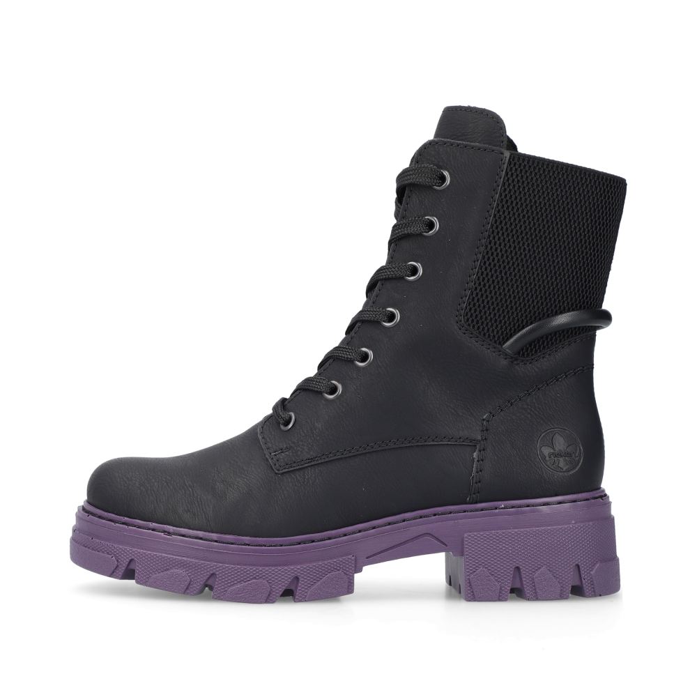 Rieker Schuhe | Damen Biker Boots nachtschwarz-purple
