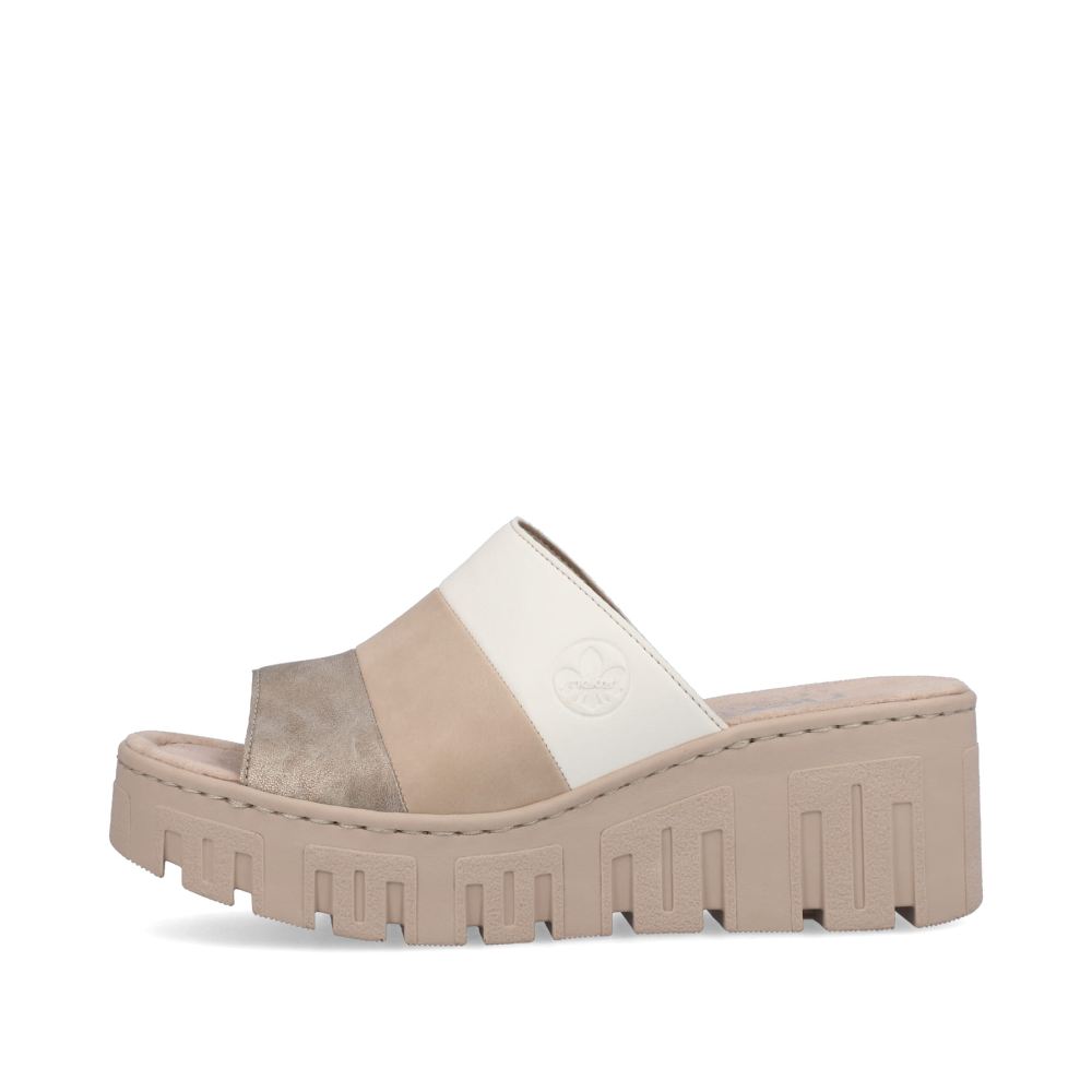 Rieker Schuhe | Damen Pantoletten hellbeige