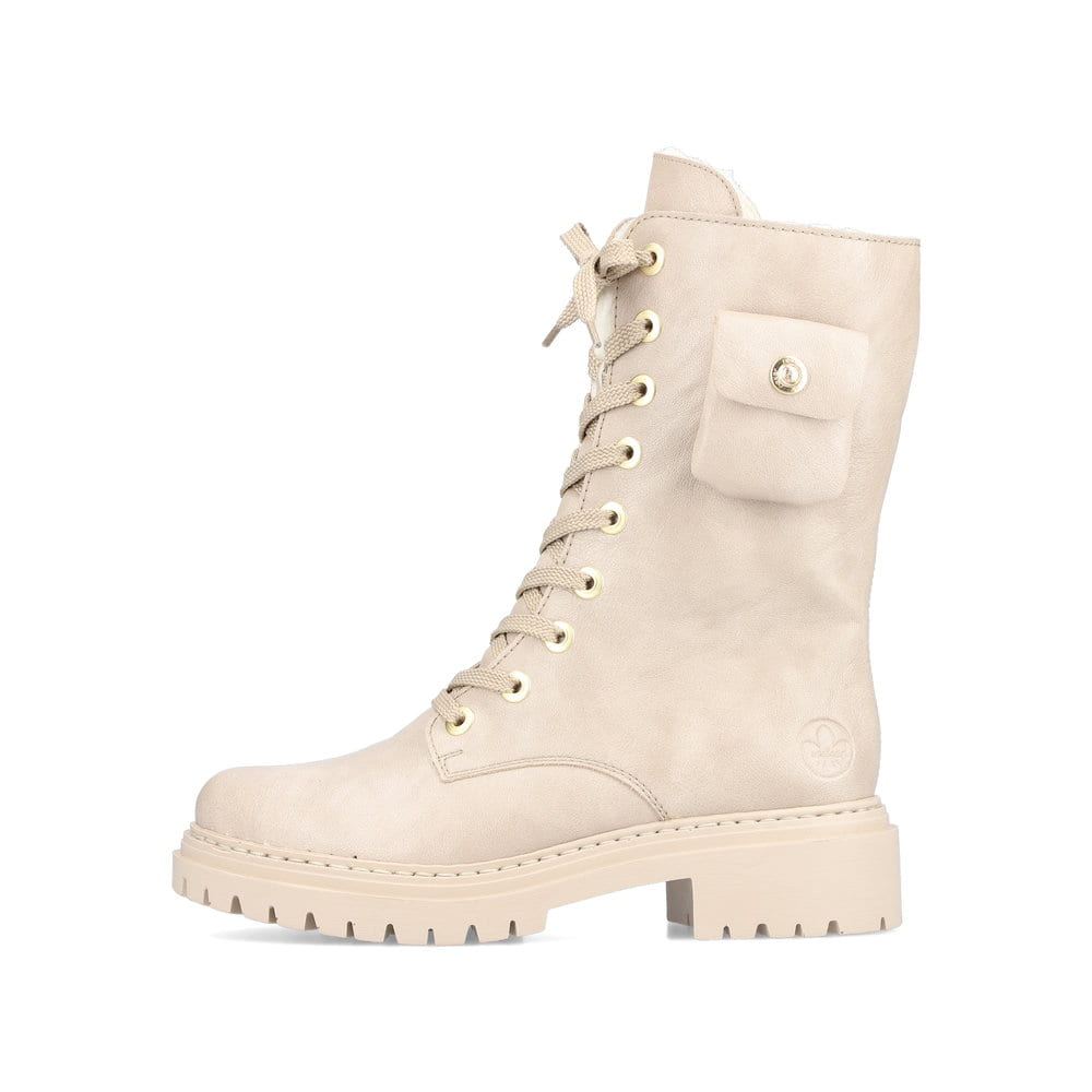 Rieker Schuhe | Damen Biker Boots cremebeige