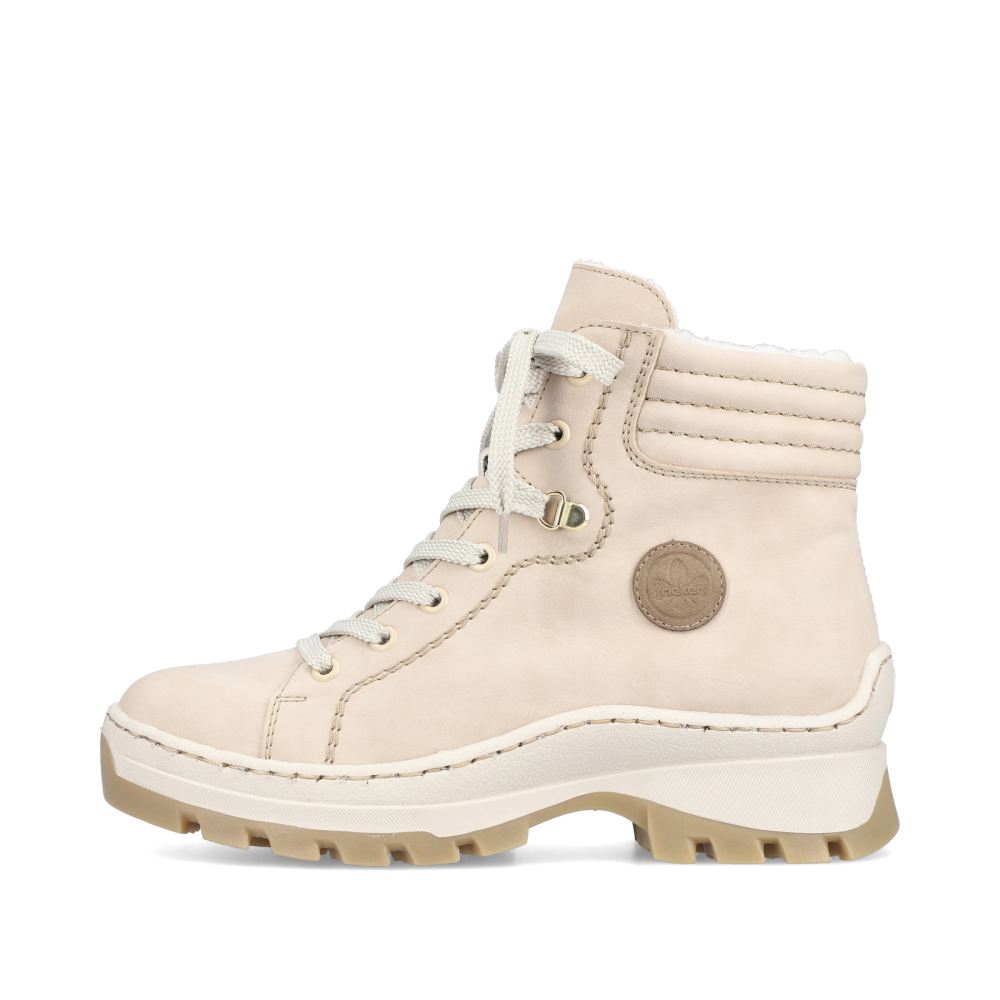 Rieker Schuhe | Damen Schnurstiefel hellbeige