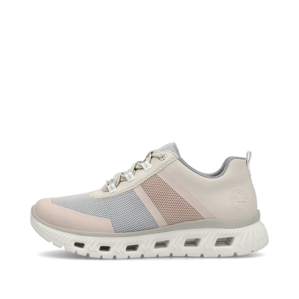 Rieker Schuhe | Damen Sneaker Low hellbeige-pastellblau-rosa