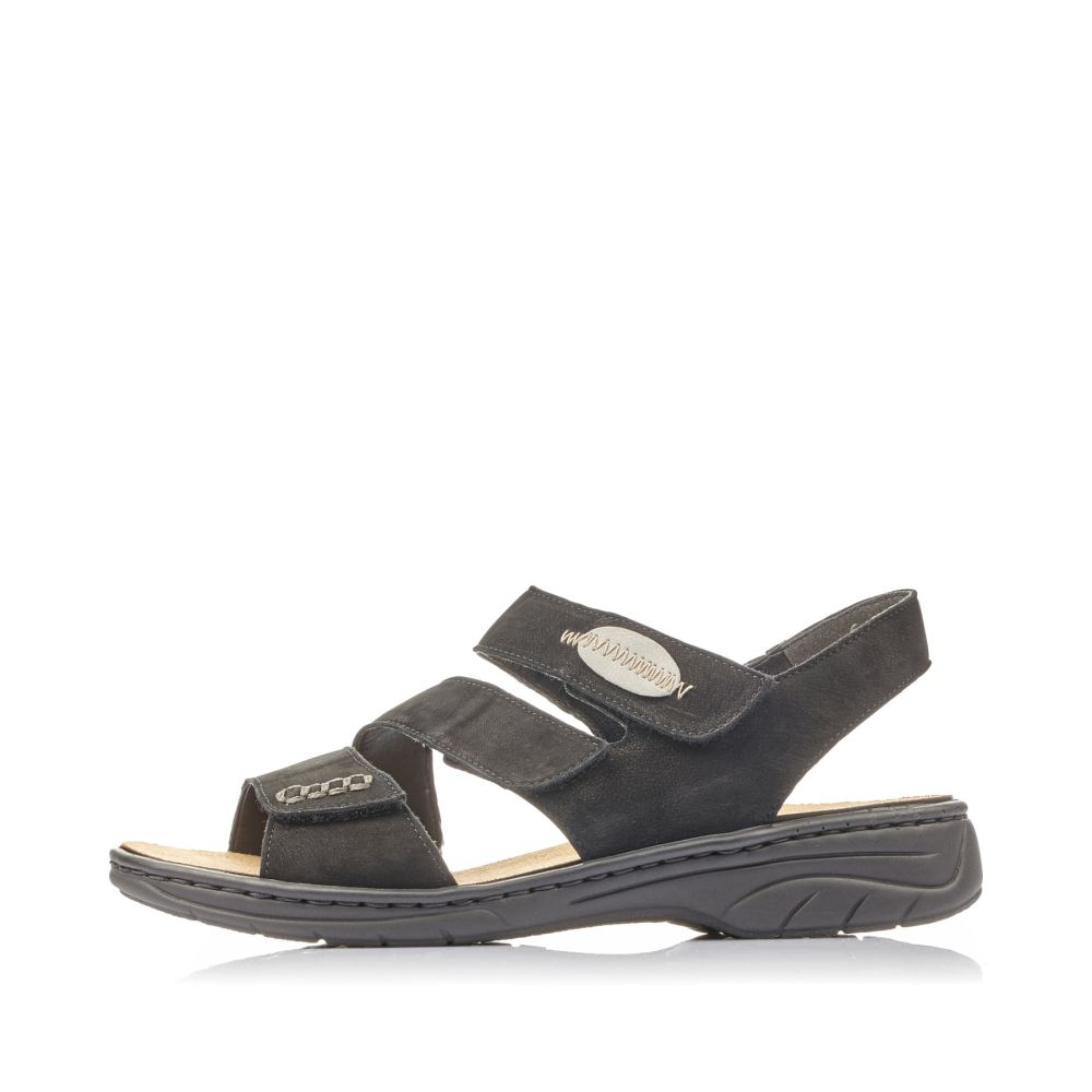 Rieker Schuhe | Damen Riemchensandalen tiefschwarz