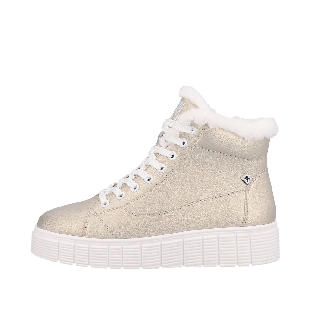 Rieker Schuhe | EVOLUTION Damen Sneaker High glittery-gold frost-white