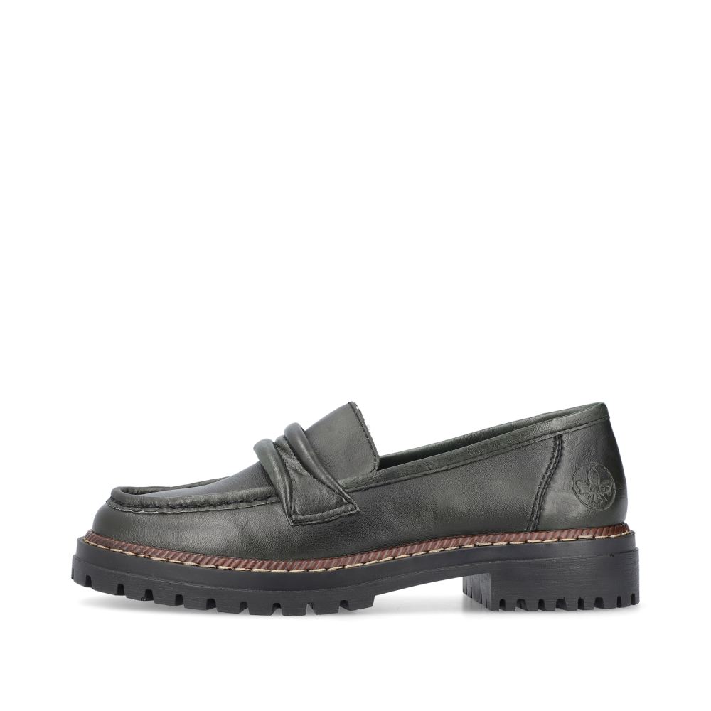 Rieker Schuhe | Damen Loafer armeegrun