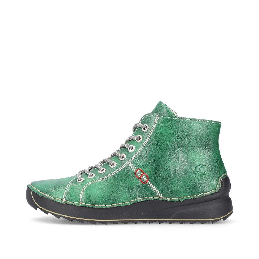 Rieker Schuhe | Damen Schnurschuhe smaragdgrun