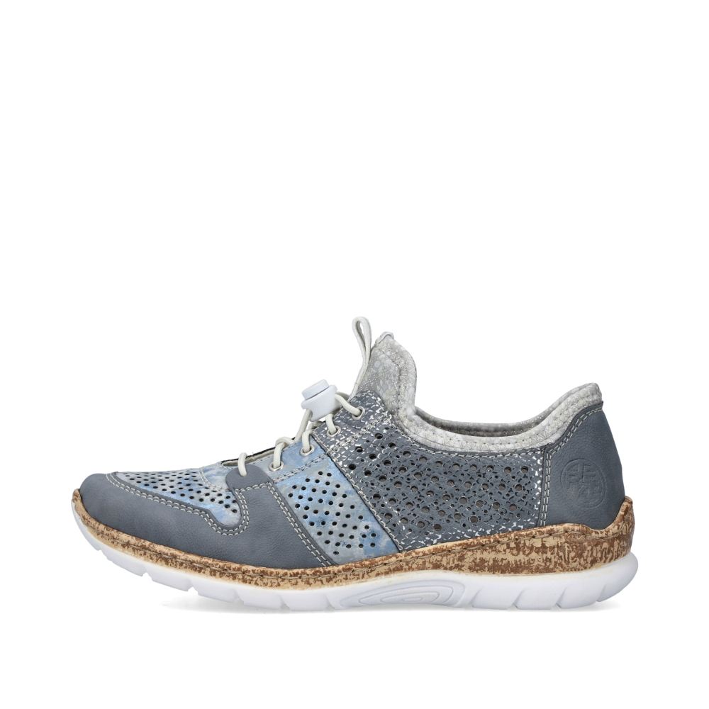 Rieker Schuhe | Damen Slipper metallic-blau