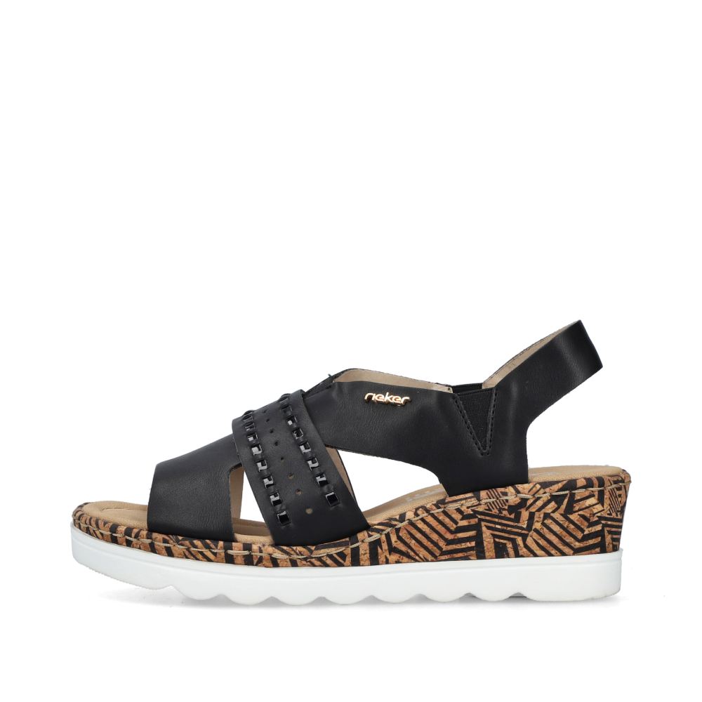 Rieker Schuhe | Damen Keilsandaletten nachtschwarz