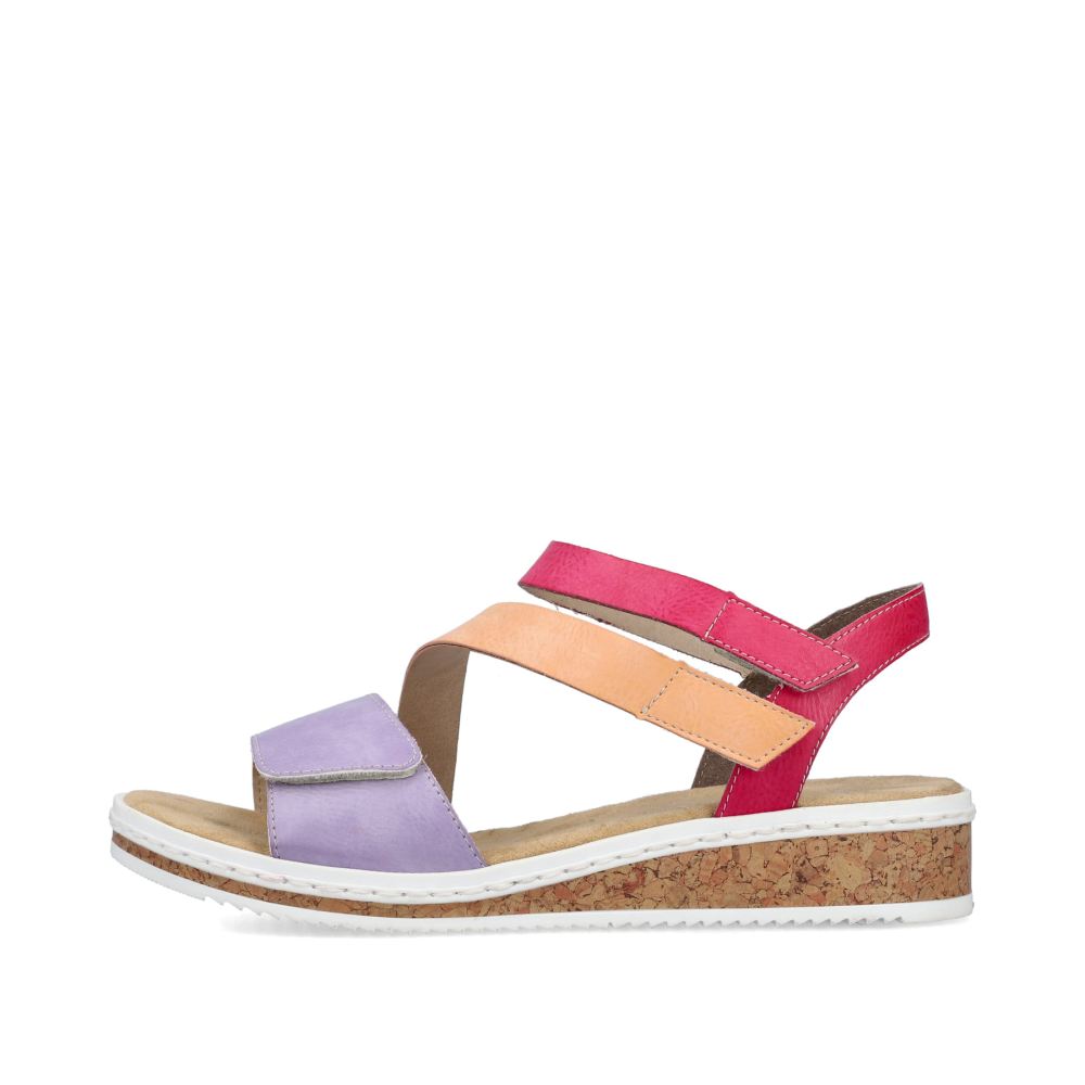 Rieker Schuhe | Damen Keilsandaletten lila-pink-lachsfarben