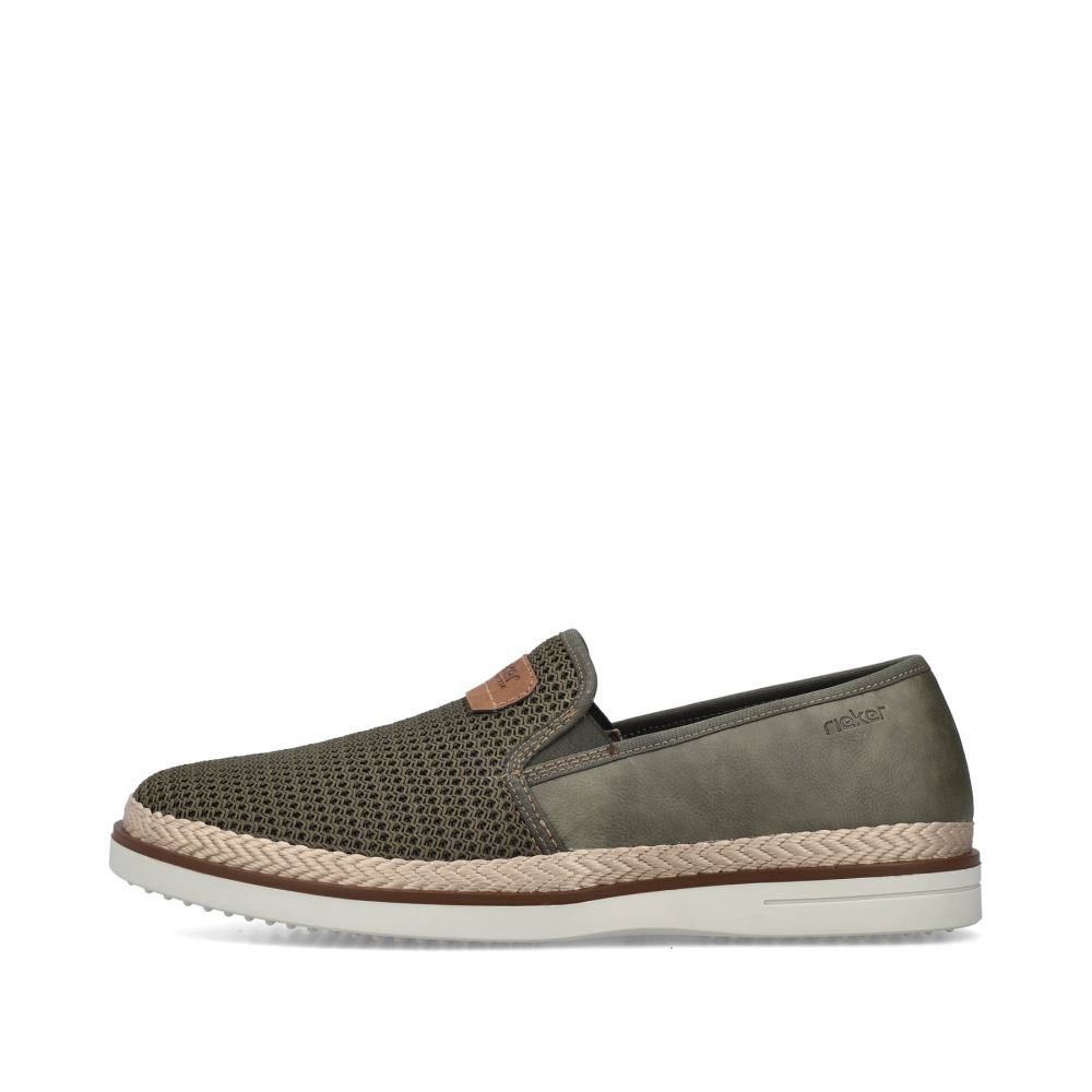 Rieker Schuhe | Herren Slipper khaki-grun