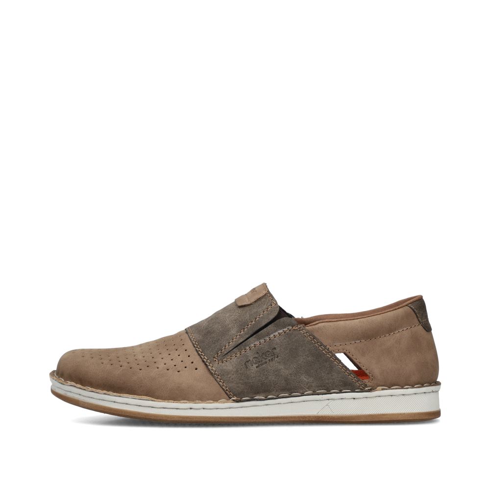 Rieker Schuhe | Herren Slipper hellbeige-steingrau