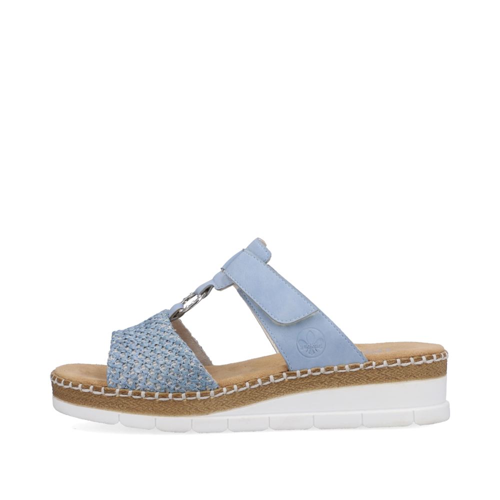 Rieker Schuhe | Damen Pantoletten hellblau