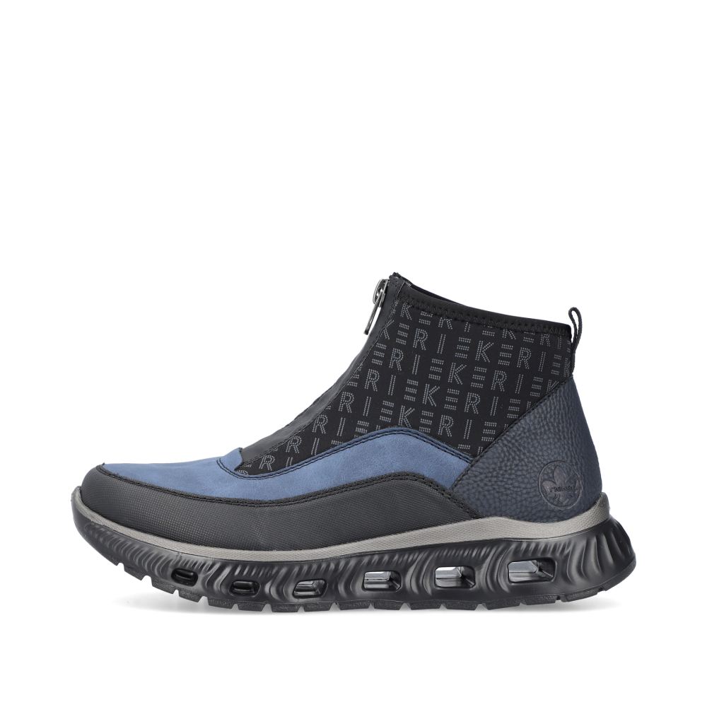 Rieker Schuhe | Damen Sneaker High asphaltschwarz-ozeanblau