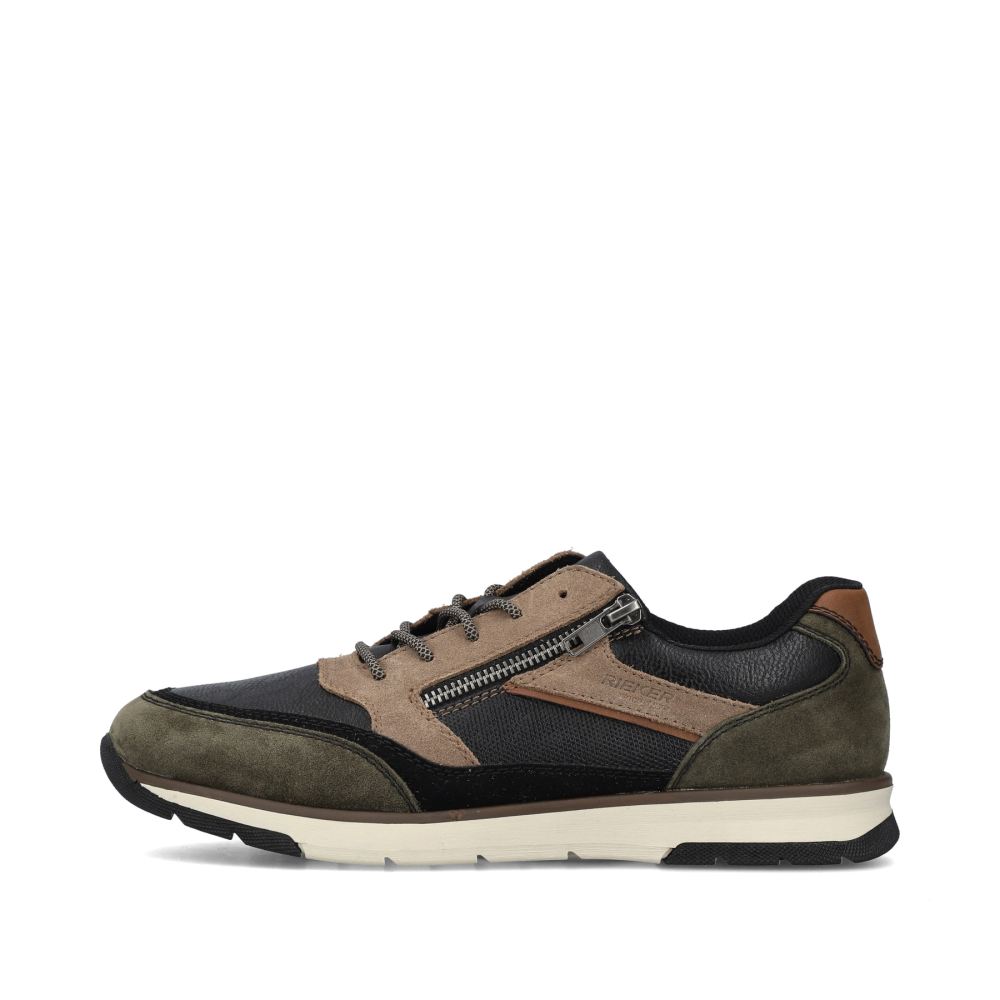 Rieker Schuhe | Herren Sneaker Low schwarz-beige-grun