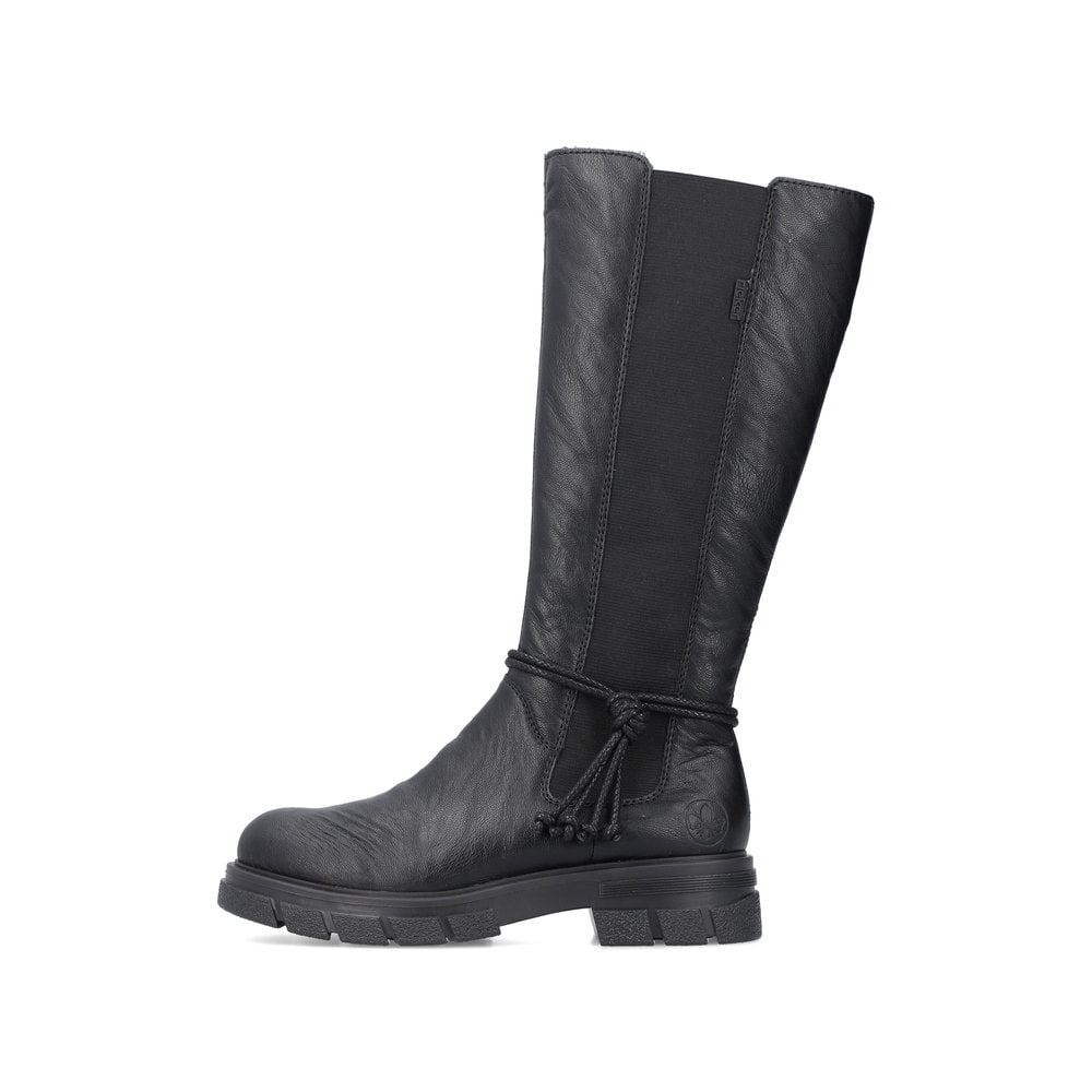 Rieker Schuhe | Damen Hochschaftstiefel glanzschwarz