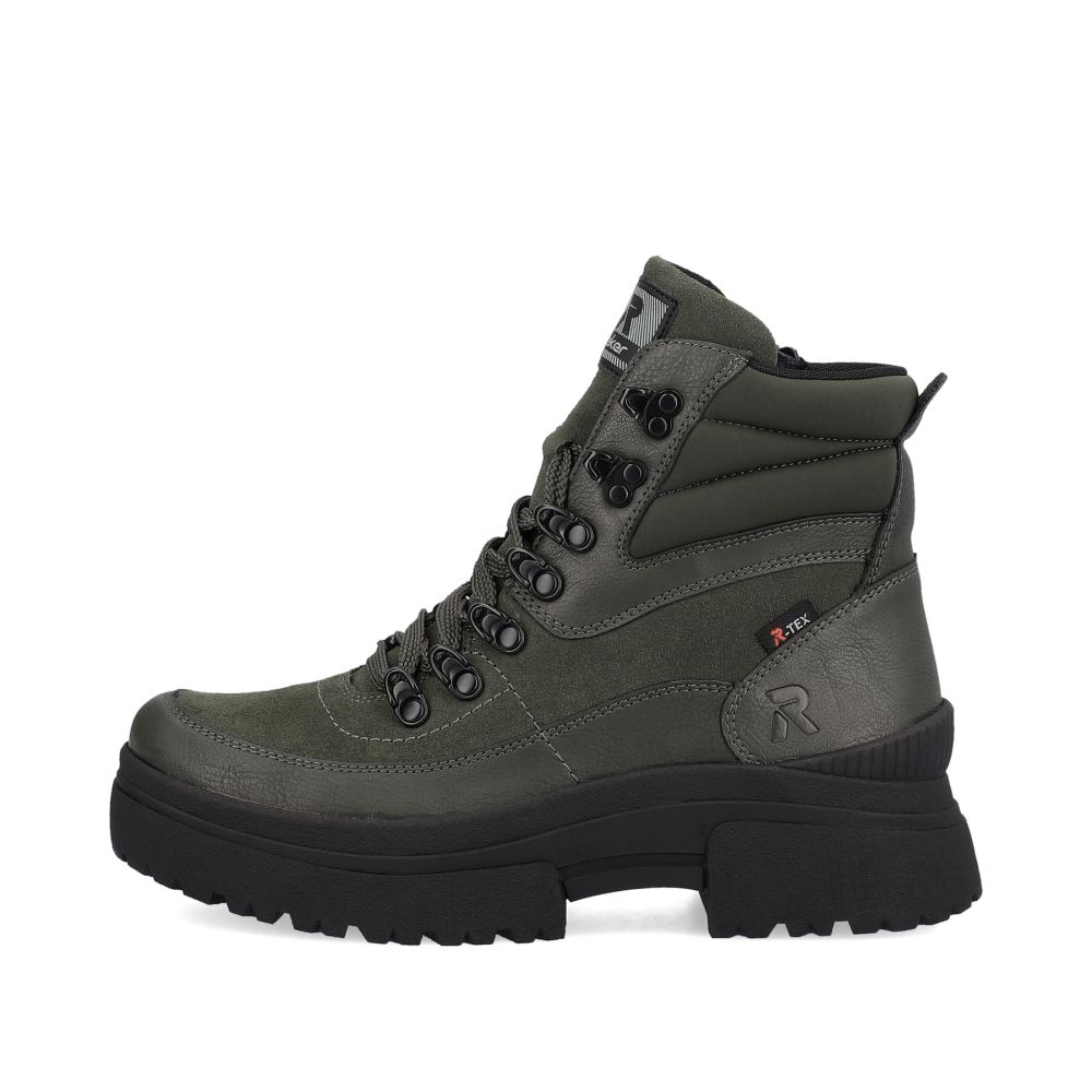 Rieker Schuhe | EVOLUTION Damen Schnurstiefel army-green black