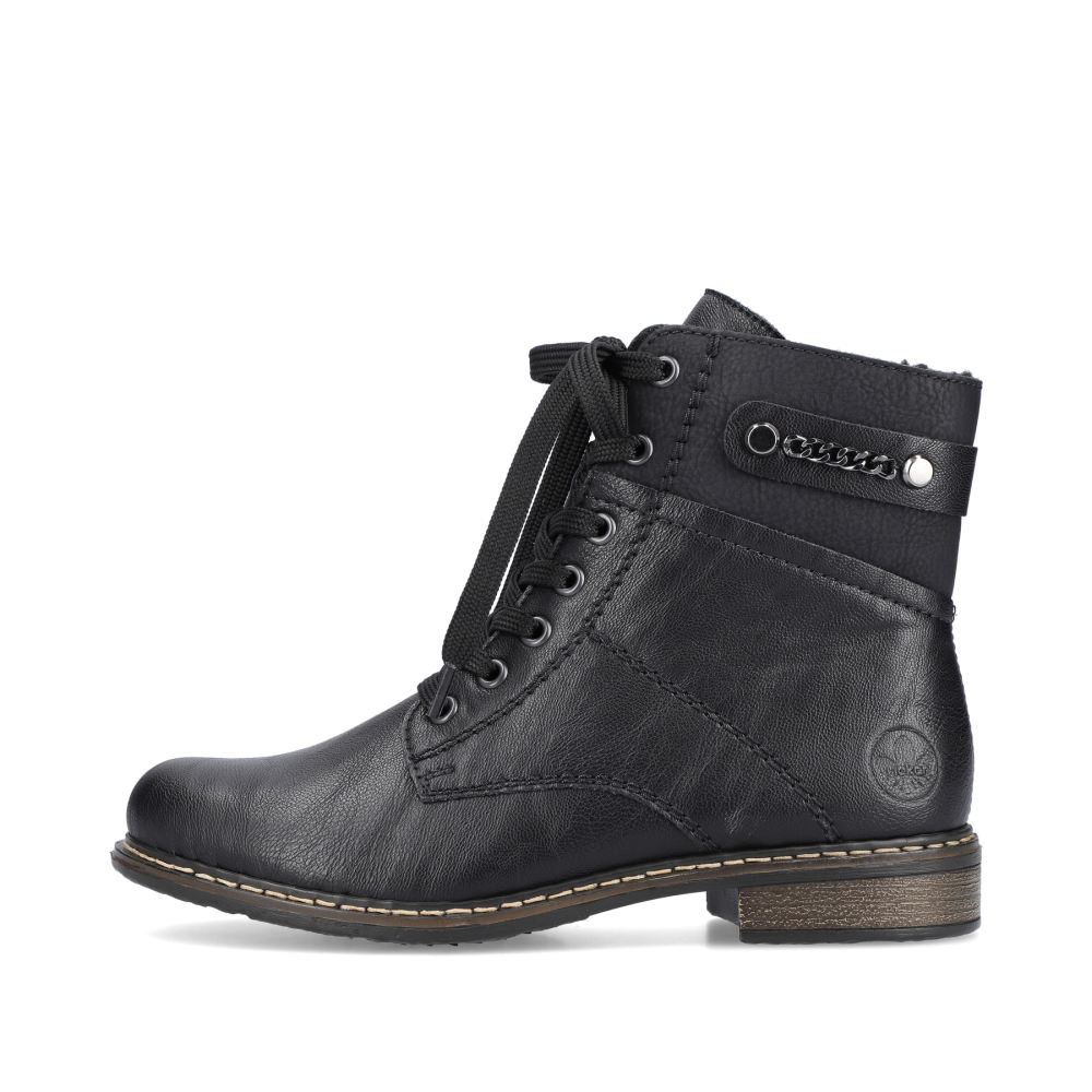Rieker Schuhe | Damen Schnurstiefel tiefschwarz