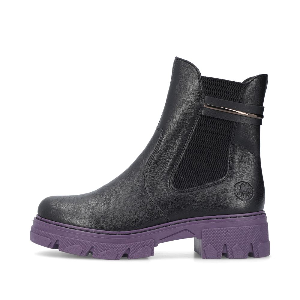 Rieker Schuhe | Damen Biker Boots nachtschwarz-purple