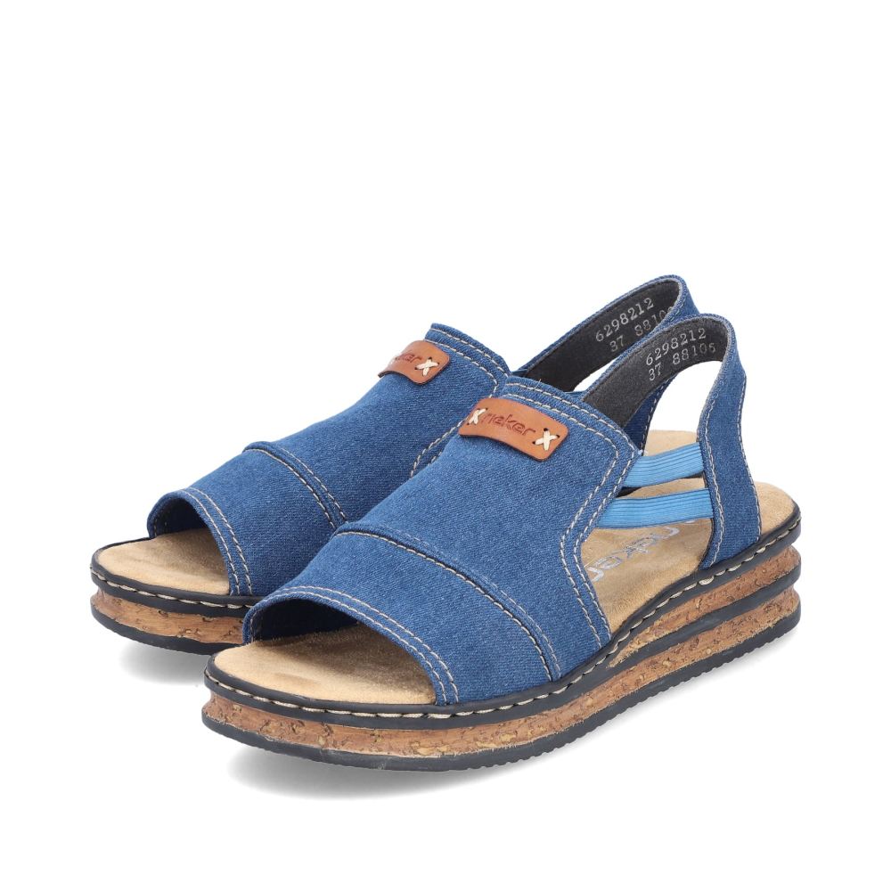 Rieker Schuhe | Damen Keilsandaletten meeresblau