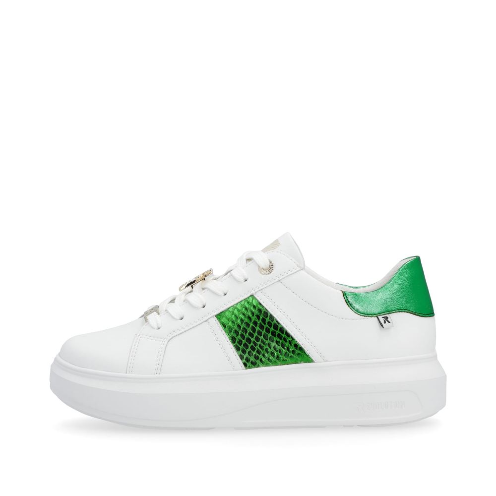 Rieker Schuhe | EVOLUTION Damen Sneaker Low crystal white metallic-green